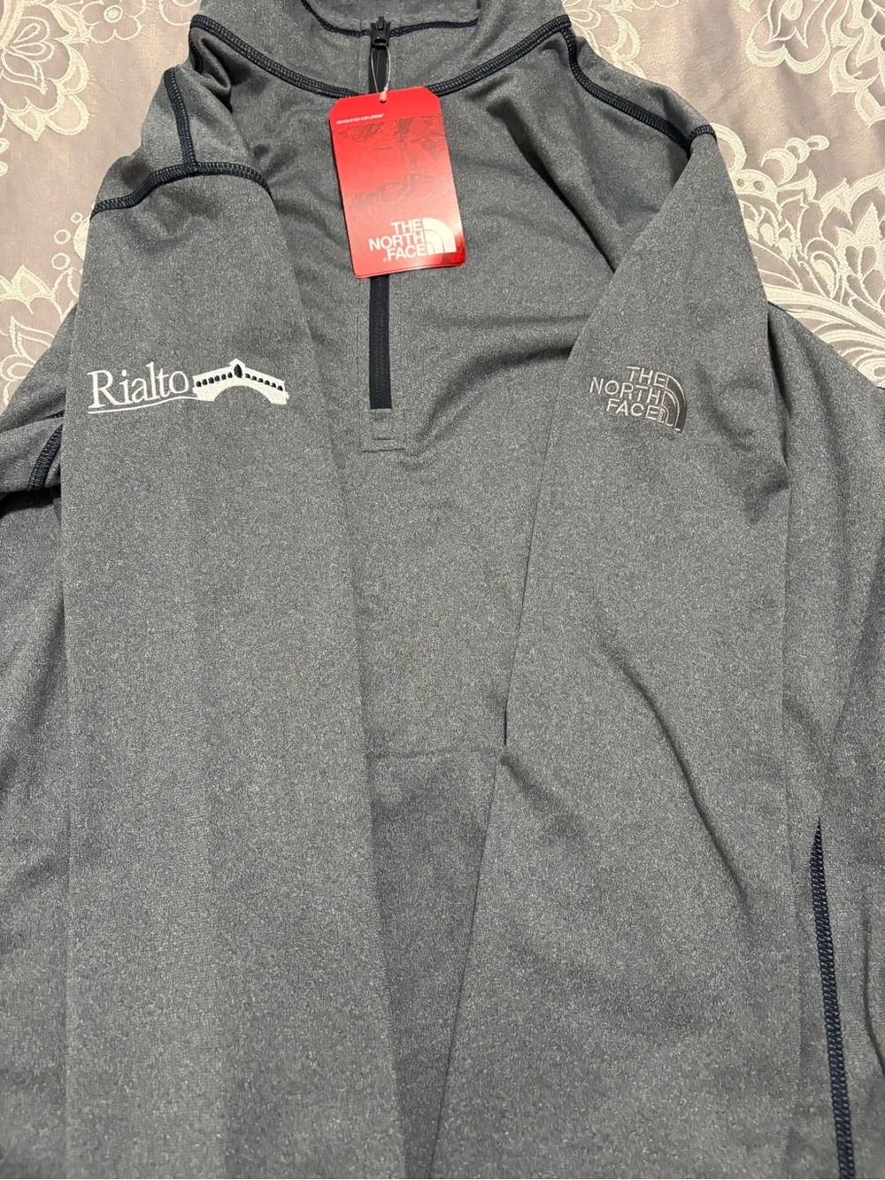 The North Face Men Dark Gray Lightweight Quarter-Zip Shirt Jacket Size M (logo)
